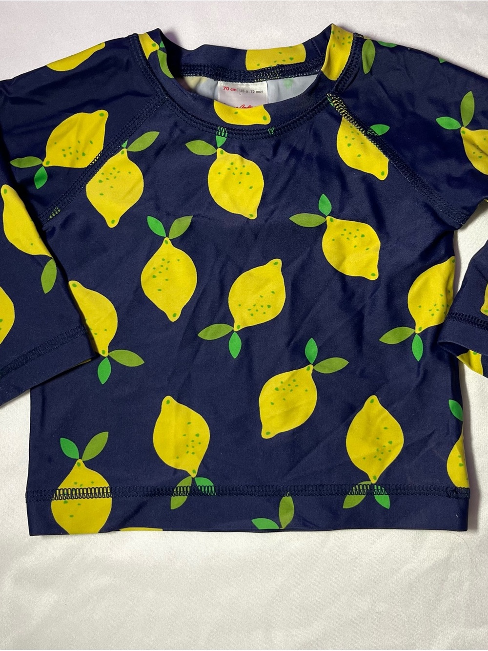 Hanna Andersson Lemon Rash Guard Swim Shirt Baby Girl 6-12M